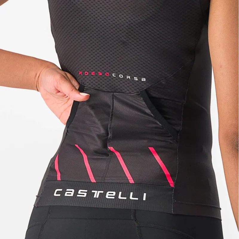 Castelli Free 2 Women's Tri Singlet in Black/Hibiscus-4
